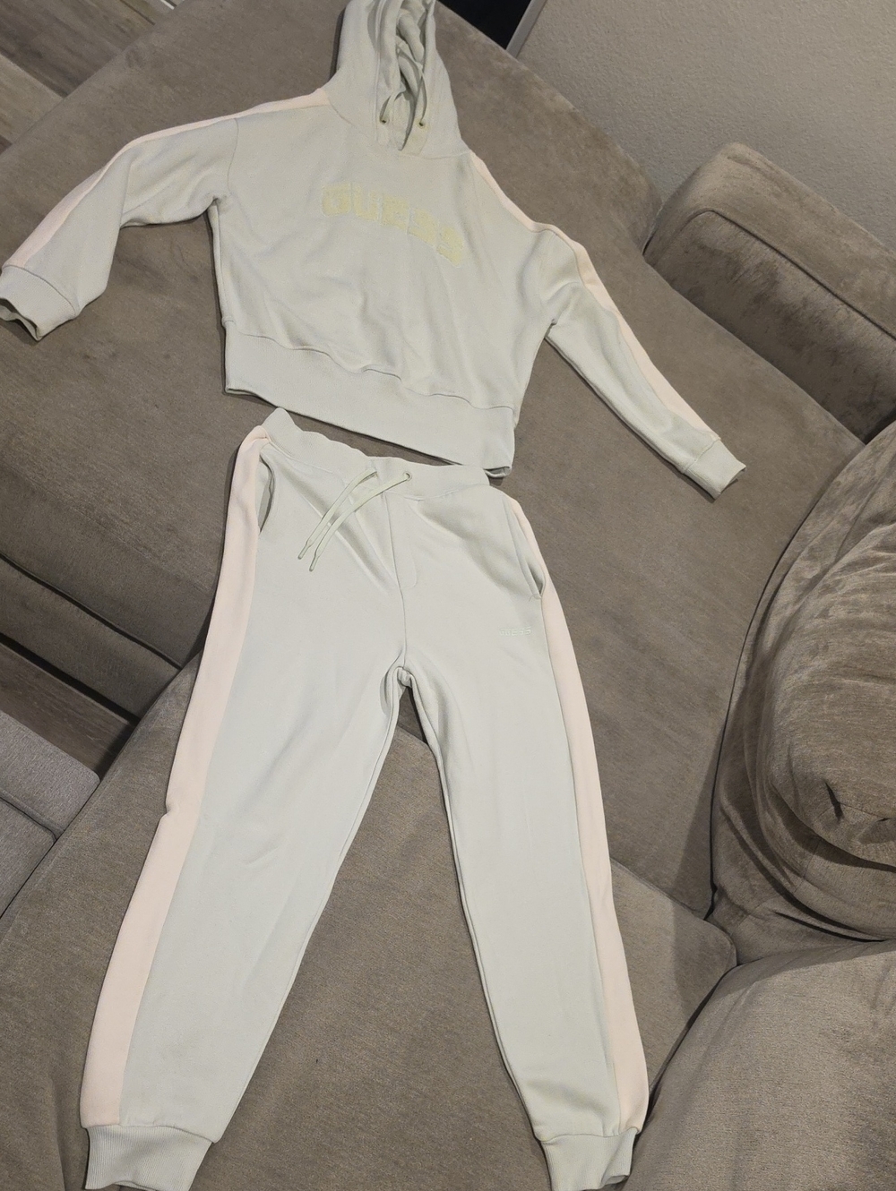 Women's Light Mint Hooded Sweatshirt & Jogger Set -Brand- GUESS